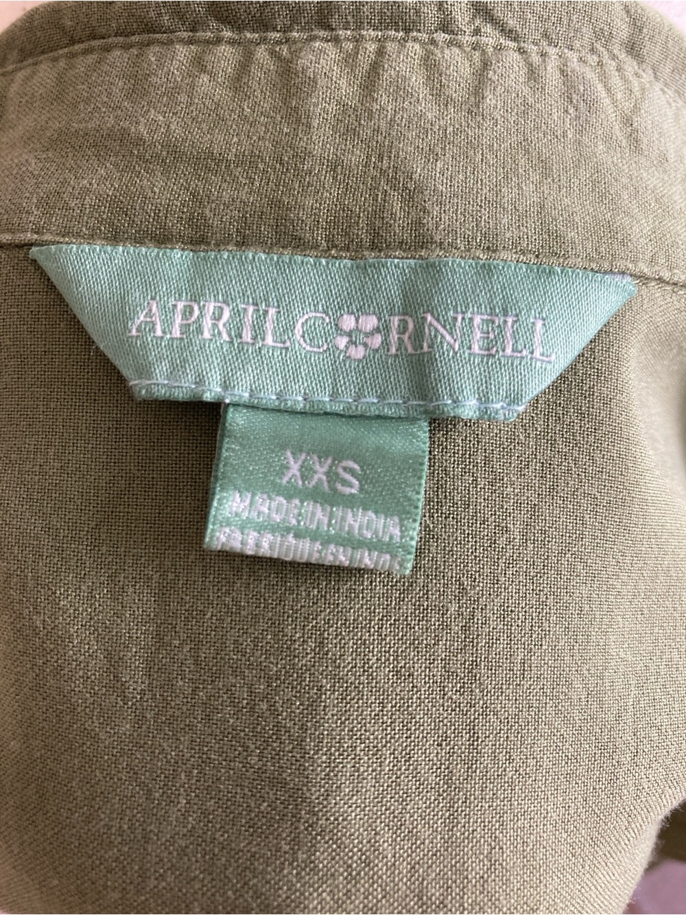 April Cornell Sage Green Button-Front Midi Safari Dress - Picture 6 of 7